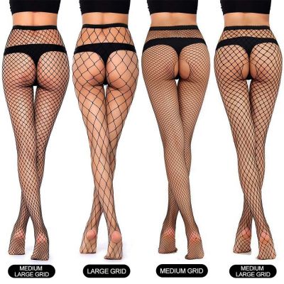 4Pairs Women Fishnet High Waist Pantyhose Stockings Mesh Tights Thigh High Socks